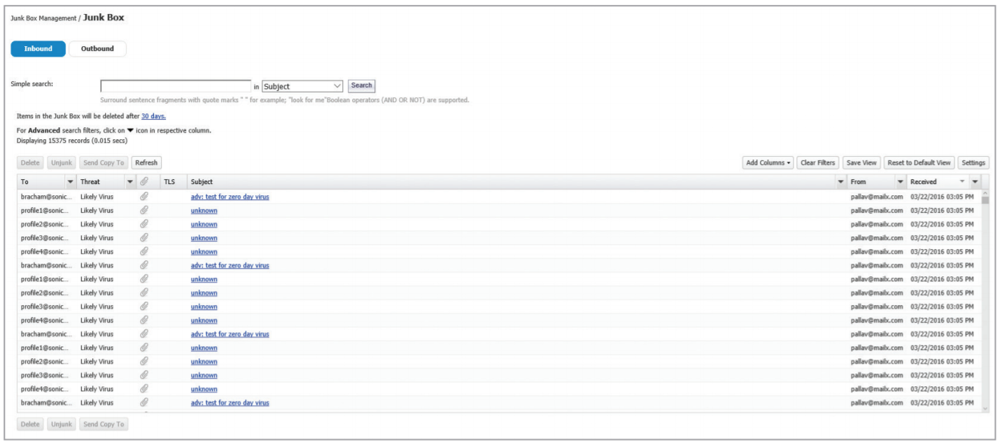 Hosted Email Security Junk Box Management